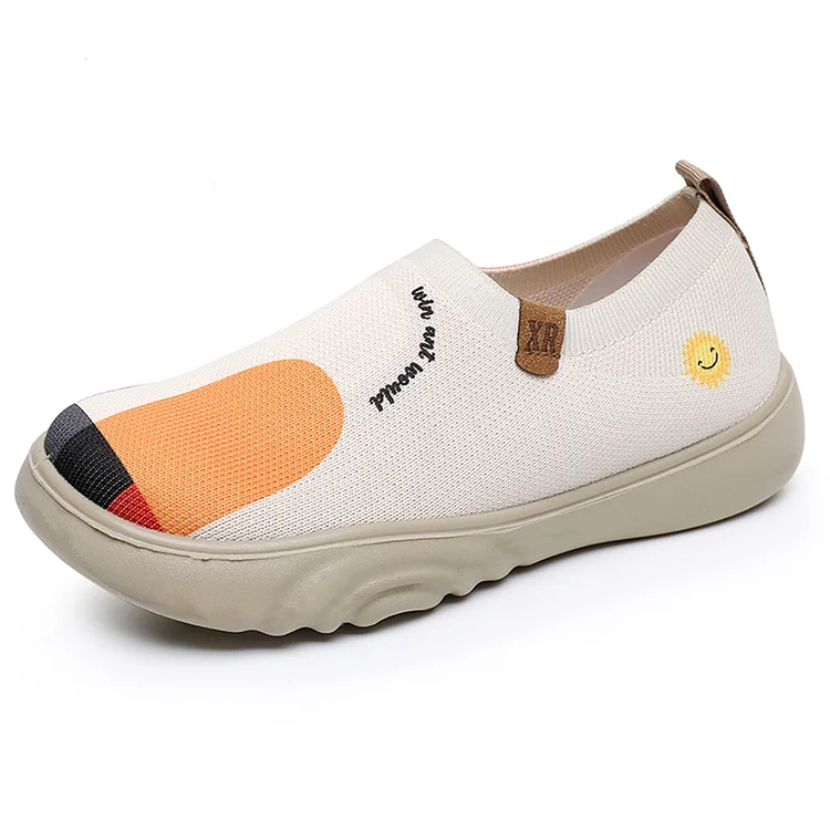 HiGropcore Women's Slip On Shoes - Cute Painted Mesh Sock Sneakers - Breathable Casual Walking Shoes
