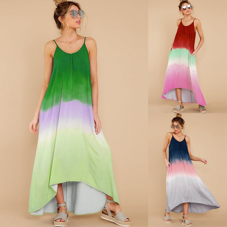 Colorful Gradient V-neck Dress