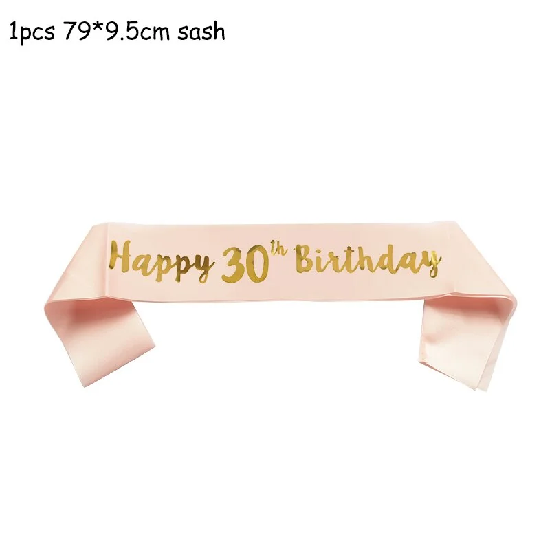 Happy Birthday 18th 30th 40th 50th Rose Gold Satin Sash Crystal Crown Tiara Adult Birthday Party Decoration Anniversary Supplies