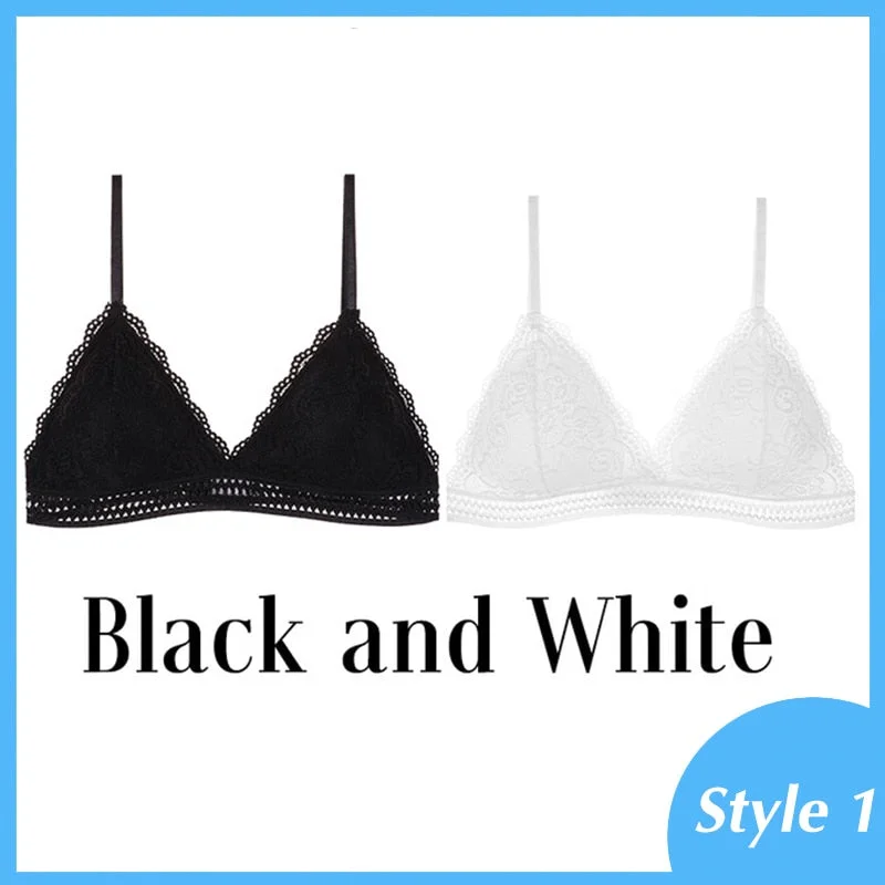 French Style Bralette Seamless Deep V Lace Bra Wireless Thin Underwear Sexy Lingerie Soft Push Up Bras For Women Hot