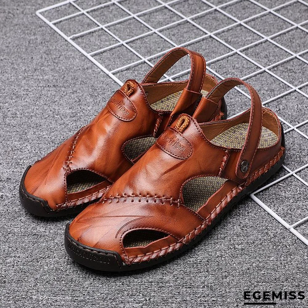 Men's Leather Roman Sandals Slippers Outdoor Sneaker Beach Rubber Flip Flops Sandals | EGEMISS