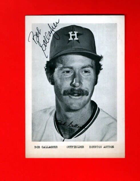 1973/74 BOB GALLAGHER-HOUSTON ASTROS AUTOGRAPHED VINTAGE TEAM ISSUED PC Photo Poster painting