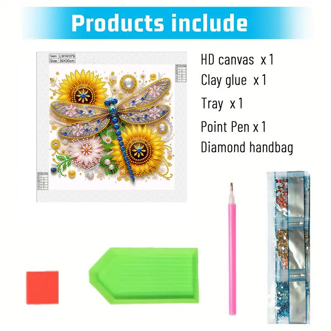 Dragonfly - Partial Special Shaped Drill Diamond Painting Kits (Canvas|30*30cm)