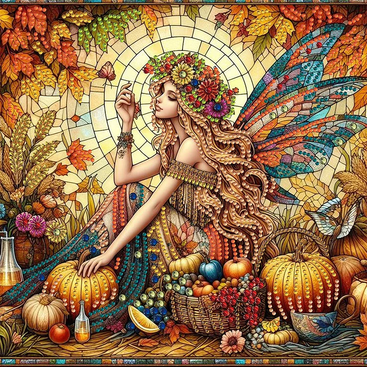 Harvest Elf Girl Glass Painting 30*30CM (Canvas) Special Drill Diamond Painting gbfke