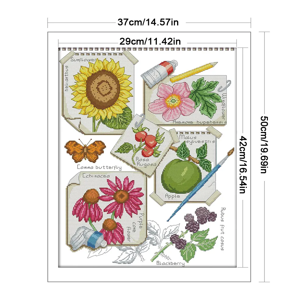 DIY Stamped Cross Stitch 14CT Partial Embroidery 37*50cm - Draw Autumn