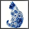 (US Only)Full Embroidery cotton Thread 11CT Printed Cat Cross Stitch Home Kit40x40cm
