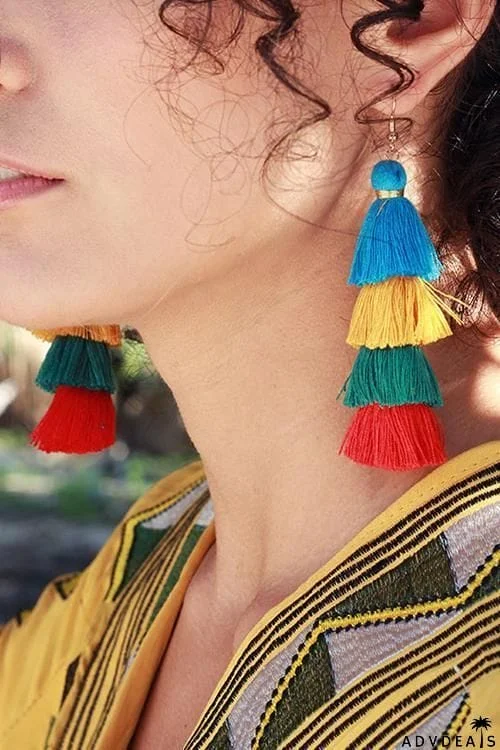 Gradient Tassels Layer Earring