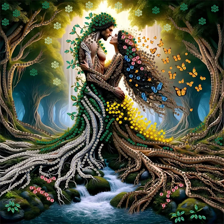 Root Man And Woman 30*30CM (Canvas) Special Shaped Drill Diamond Painting gbfke