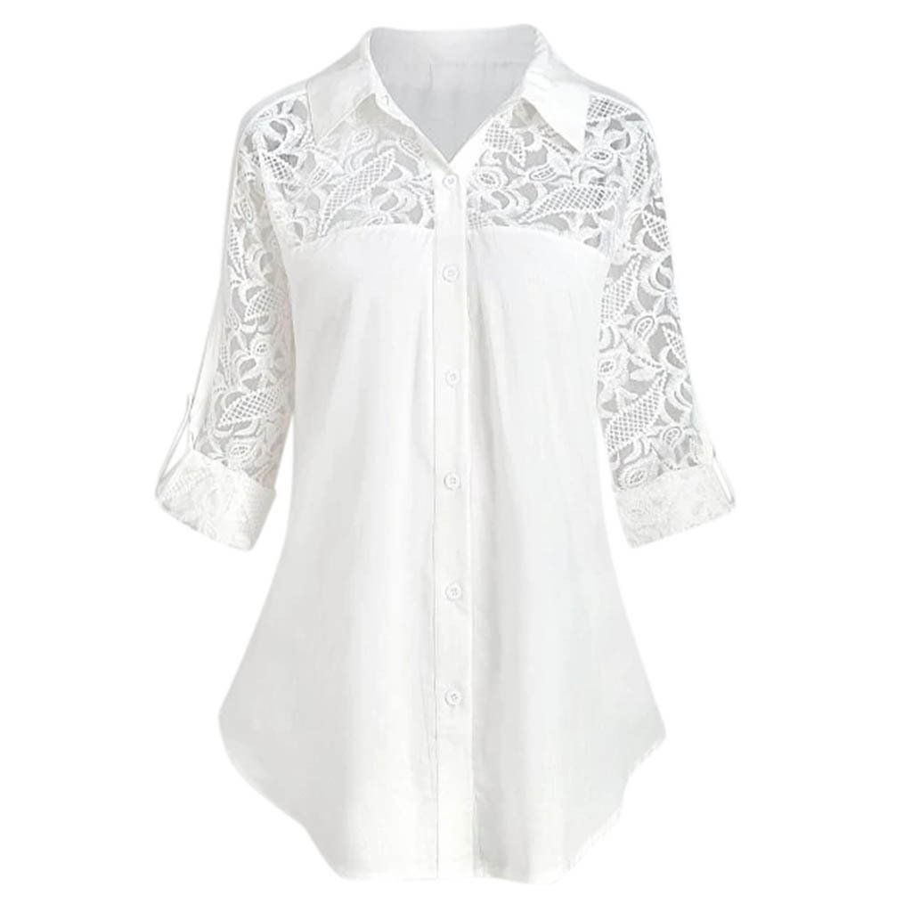 Loose Women's Wear Lace Stitching Large Size Shirt Blouses