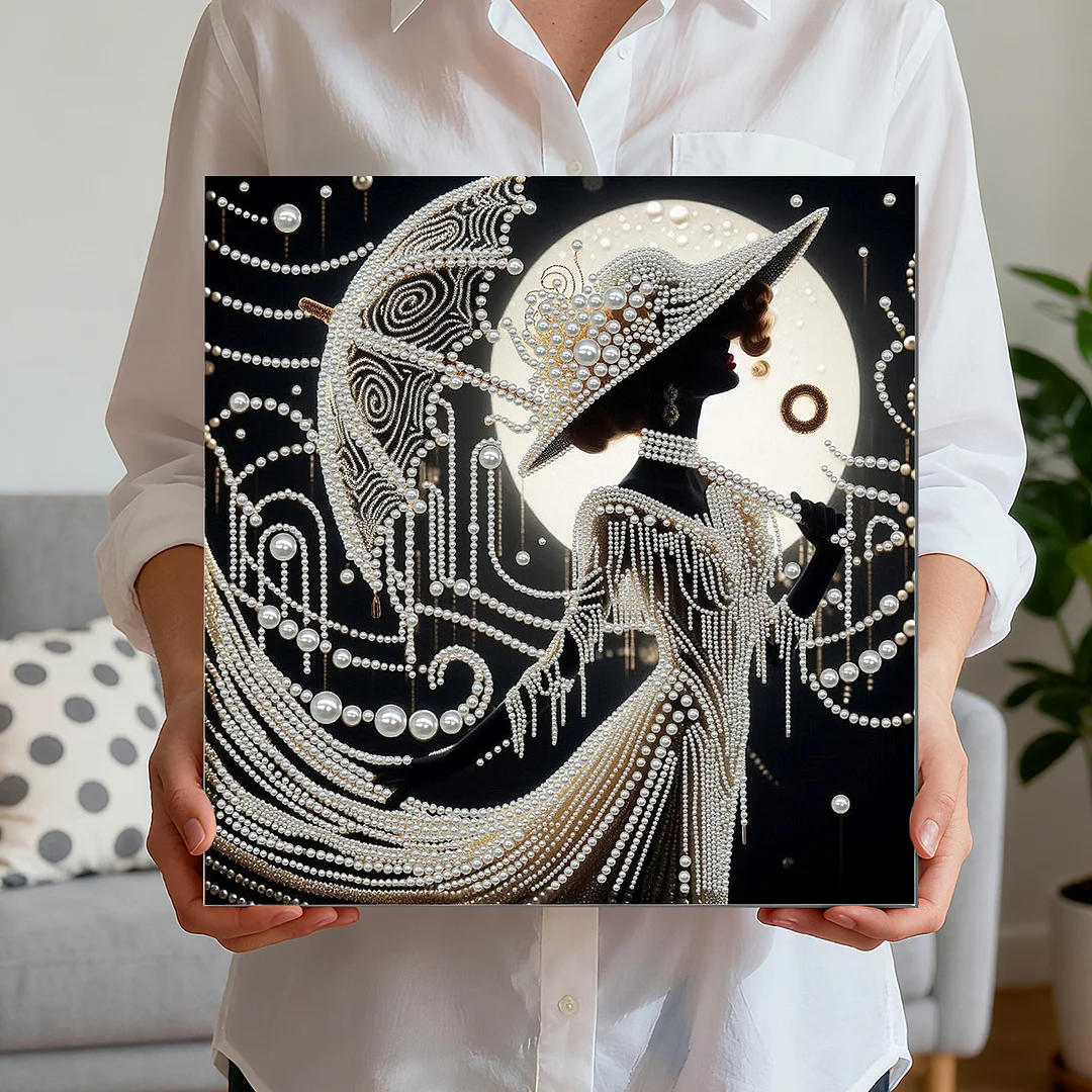 Art Deco Pearl Lady DIY Pearl Art Diamond Painting 30x30cm for Home Wall Decor