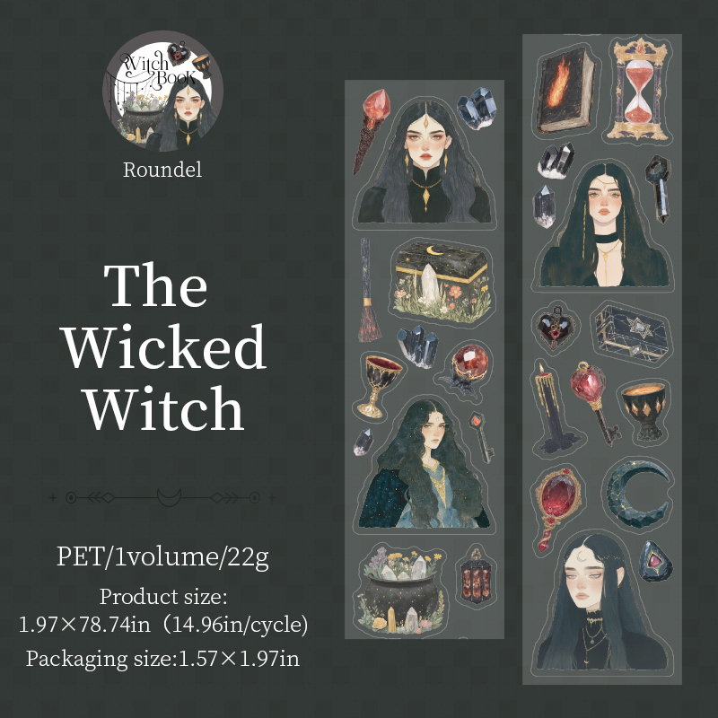 PET Tape - 50mm*200cm Witch Books Series Vintage Character Landscaping 