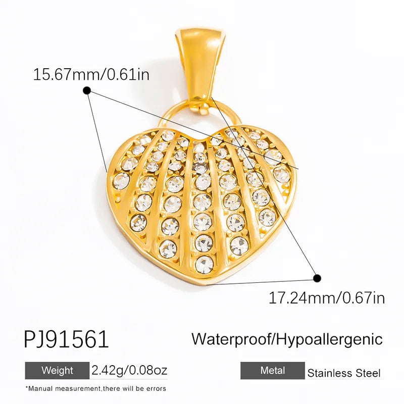 1 Piece 11.1*11.2MM 15.7*17MM 304 Stainless Steel Heart Shape Pendant Chain Jewelry Accessories