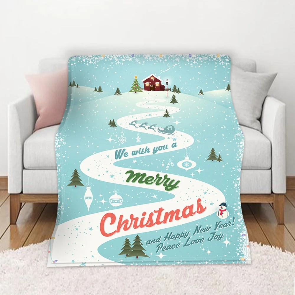 Christmas Blanket Winter Warm Decorative Sofa Living Room Rest Bed To Sleep Flannel Printed Pattern Home Blanket