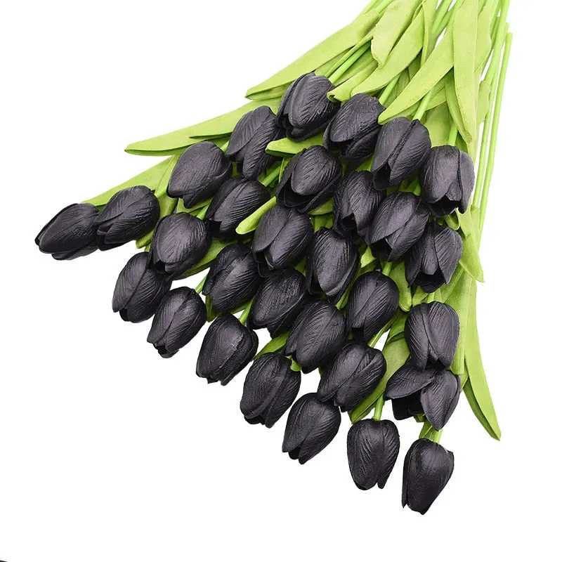31Pcs/lot Tulips Artificial Flowers PU Calla Fake Flowers Real Touch Flowers for Wedding Decoration Home Party Decoration Favors