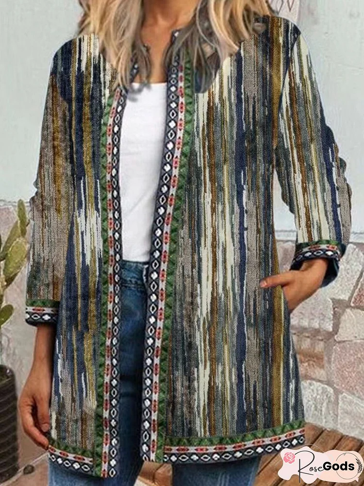 Vintage Cotton Abstract Sleeveless Jacket