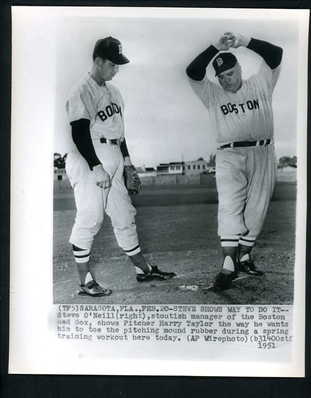 Manager Steve O'Neill & Harry Taylor 1951 Press Photo Poster painting Boston Red Sox Sarasota