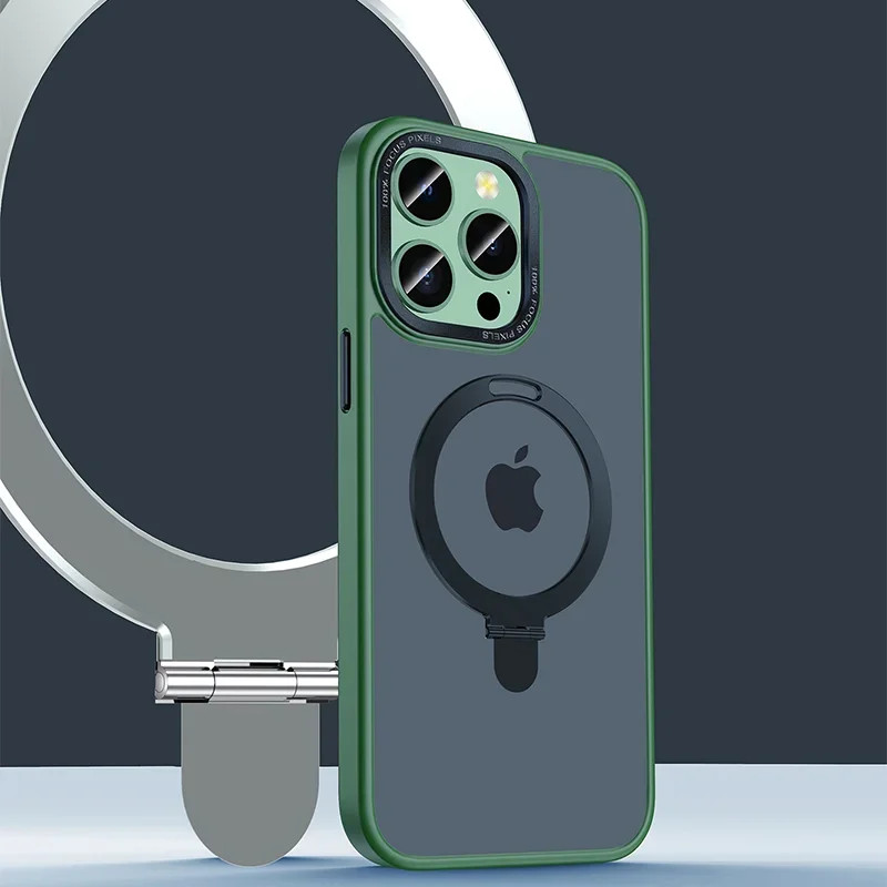 New Design Shockproof iPhone 15 Case Compatible with MagSafe (with Stand)