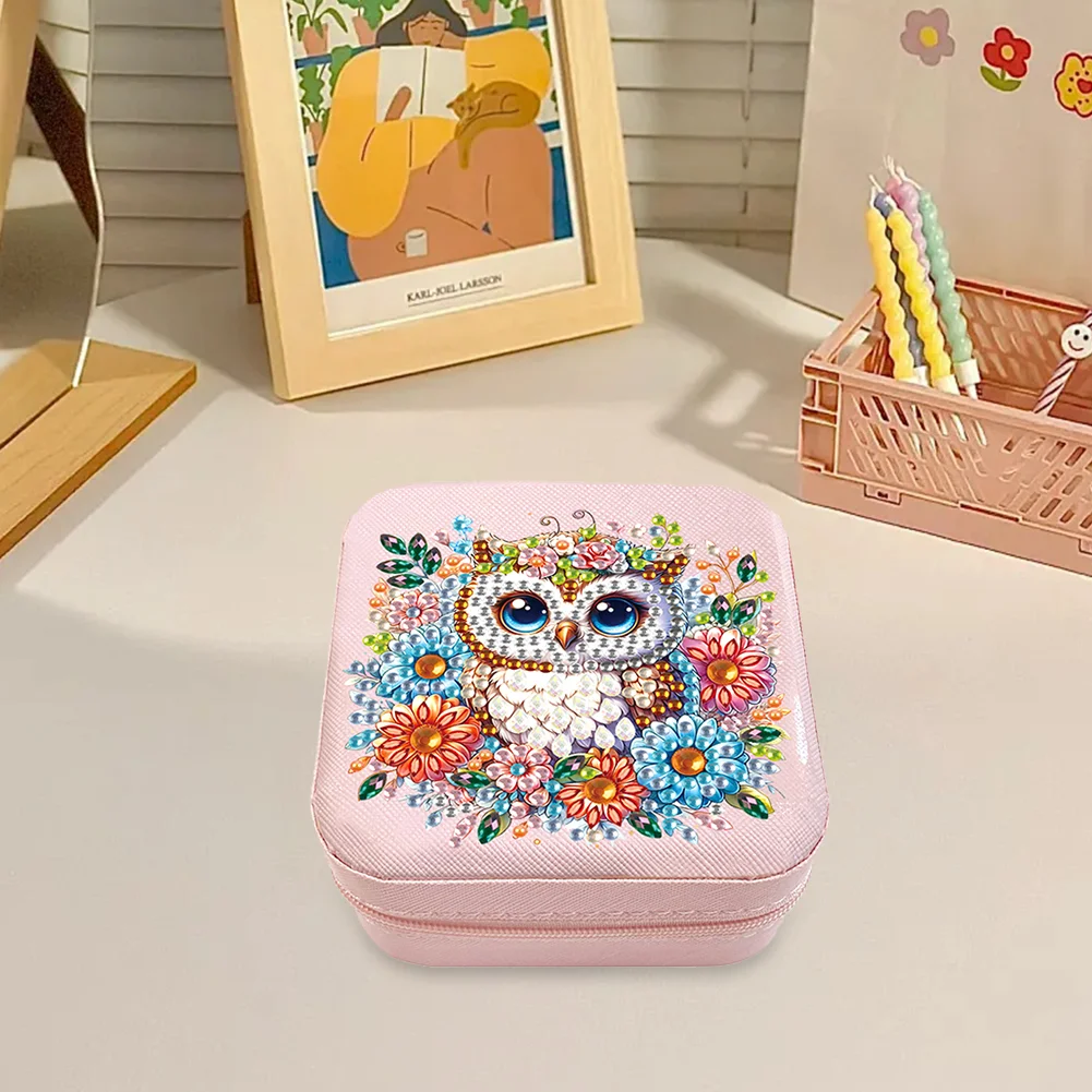 5D DIY Owl Special Shape Diamond Painting Jewelry Box for Art Crafts