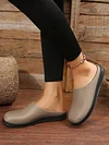 Plain Color Mesh Fabric Flat Clog Shoes
