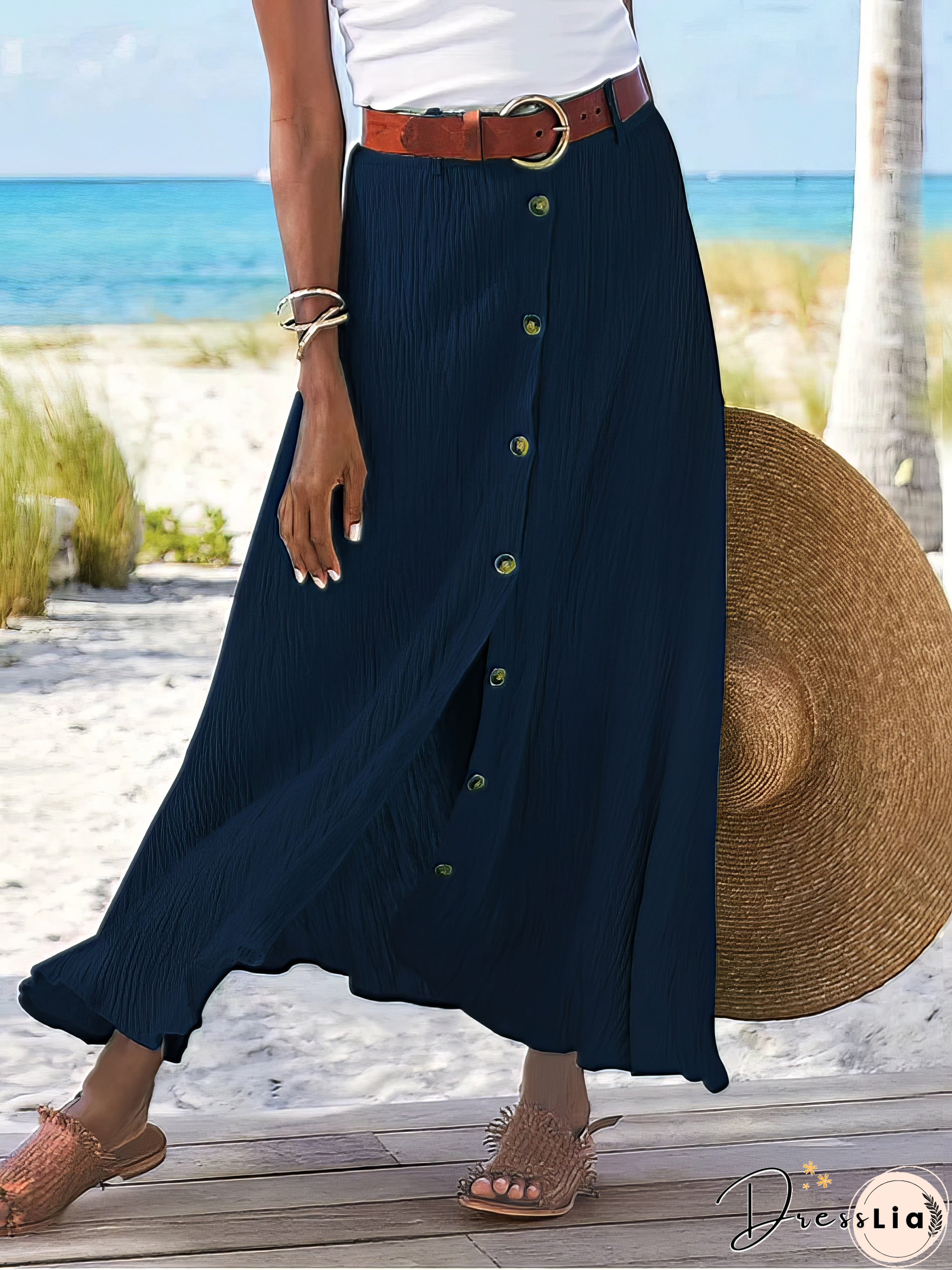 A-Line Cotton Blend Skirt