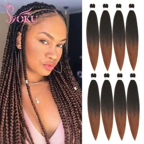 pornhint Pornhint SOKU Synthetic Braiding Hair Extensions Yaki Straight DIY Senegal Box Crochet Braids Ombre Spetra Pre Stretched Braid Hair