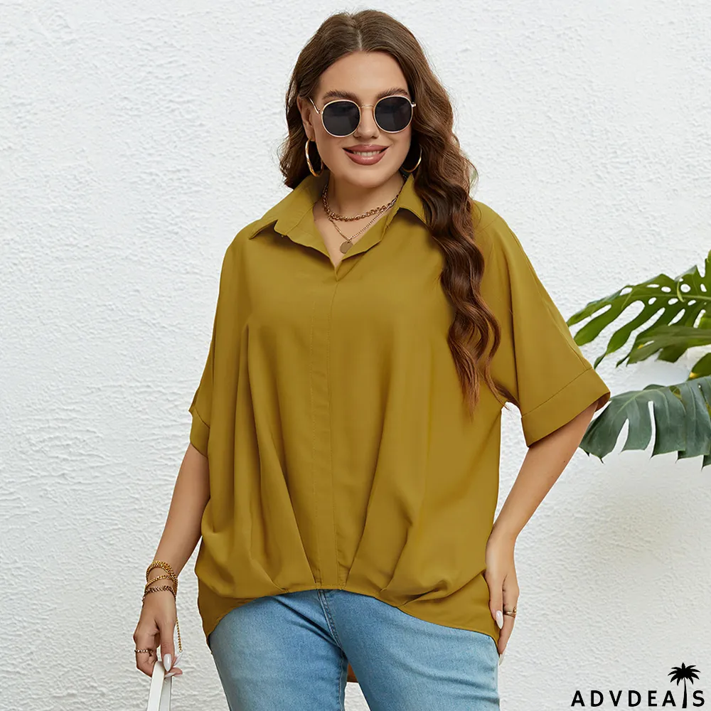 Women's Summer V Neck Slim Fit Half Sleeves Plus Size Top