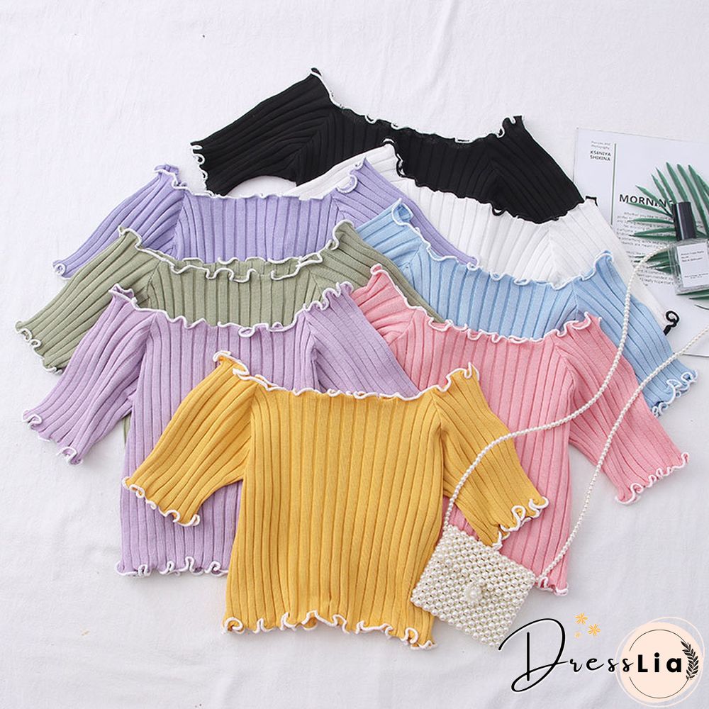 Heliar Women Tees Founce Hem T-Shirts Knitted Candy Crop Tops Short Sleeve T-Shirts For Women Tops Summer