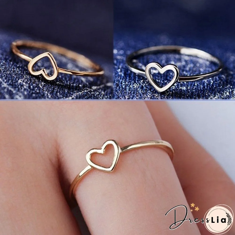 Gold & Silver & Rose Gold Ring Good Friends Heart Ring Heart Shape Promise Band Love Rings Women Party Ring Friendship Gift Jewelry (Size: 5-11)