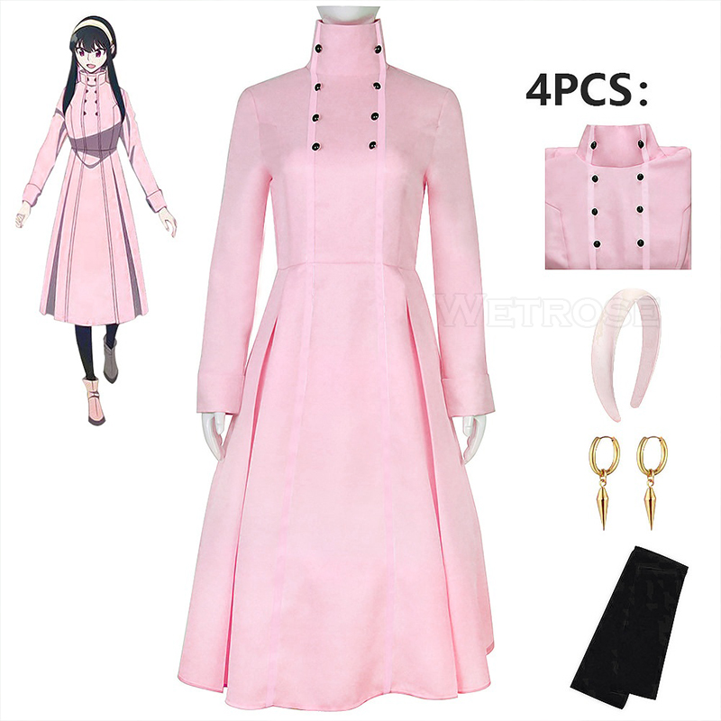[Wetrose] SPY×FAMILY Yor Pink Dress Forger Briar Cosplay Cos Costume Thorn Princess Combat Suit Code White Full Set Wig Halloween Xmas