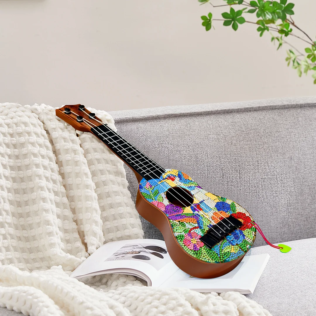 DIY Wooden Guitar Diamond Art Ornament Unique Gifts for Musicians (Hummingbird)