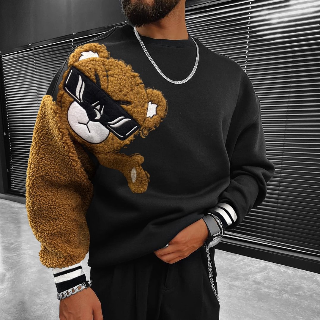 Men's Teddy Bear Oversized Sweatshirt、、URBENIE