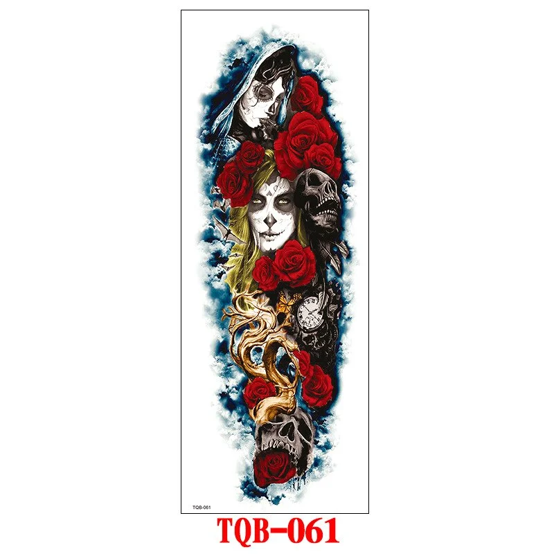 FULL SLEEVE ARM TEMPORARY TATTOO, ORIENTAL DRAGON, LOTUS FLOWERS, MENS, WOMENS