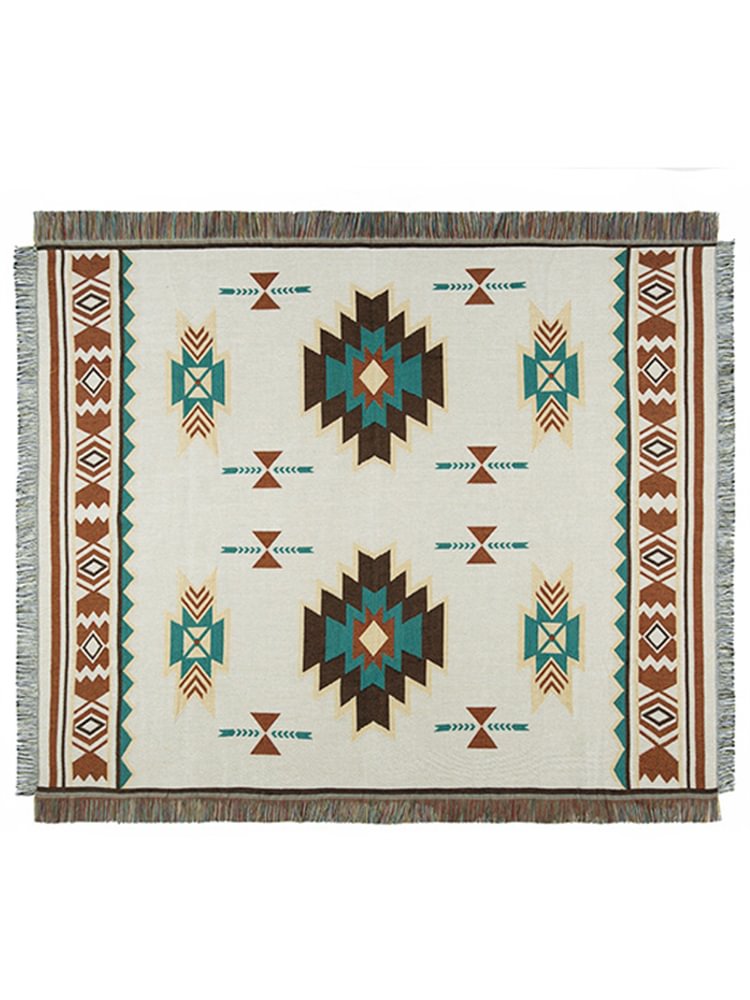 Western Aztec Pattern Tassel Hem Blanket