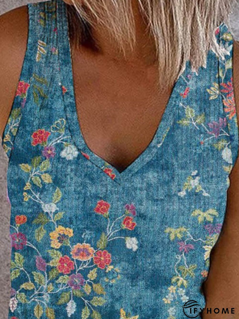 Boho V Neck Paisley Cotton-Blend Tank & Cami | IFYHOME