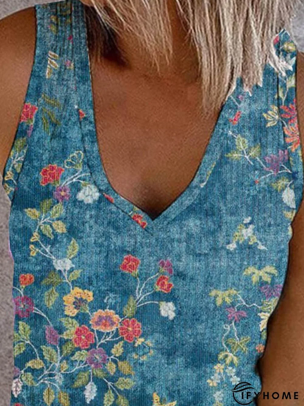 Boho V Neck Paisley Cotton-Blend Tank & Cami | IFYHOME
