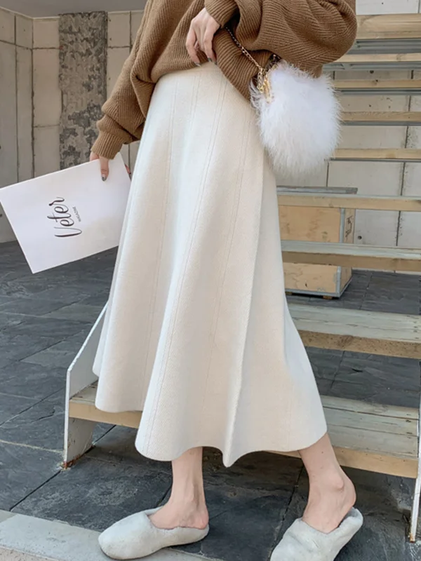 Stylish A-Line Solid Color Skirts Bottoms
