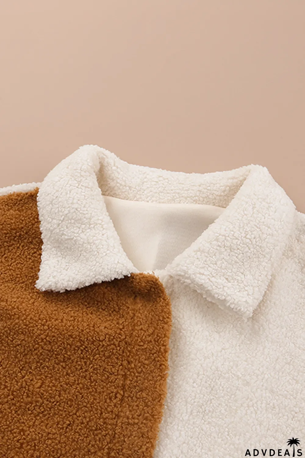 Colorblock Checkered Sherpa Jacket