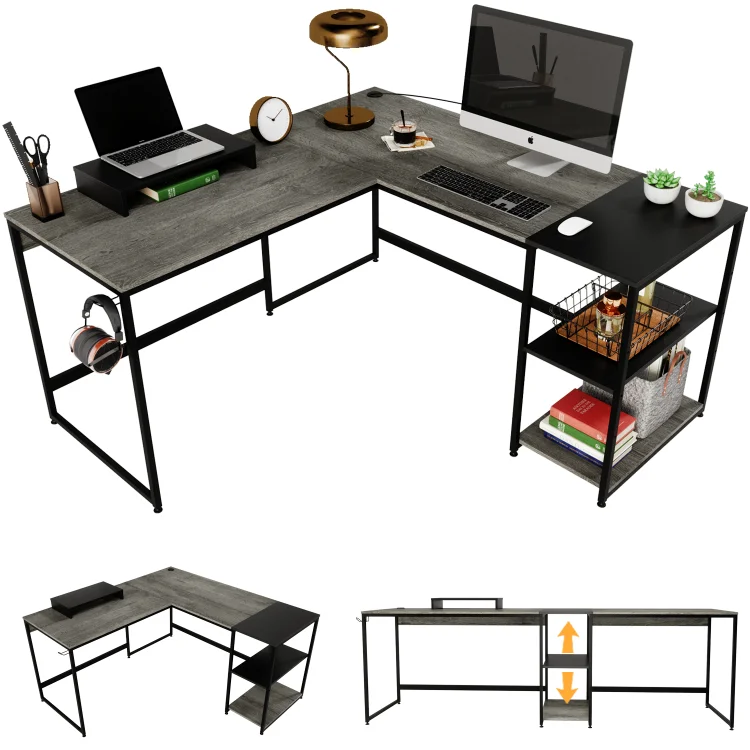 Bestier 94.5 inches Reversible Corner L-Shaped Computer Desk