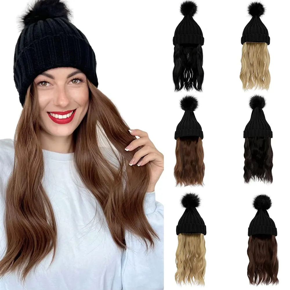 Ins hot women beanie hat with hair