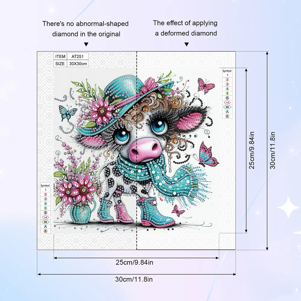 Diamond Painting - Partial Special Shaped Drill - Cow(Canvas|30*30cm)