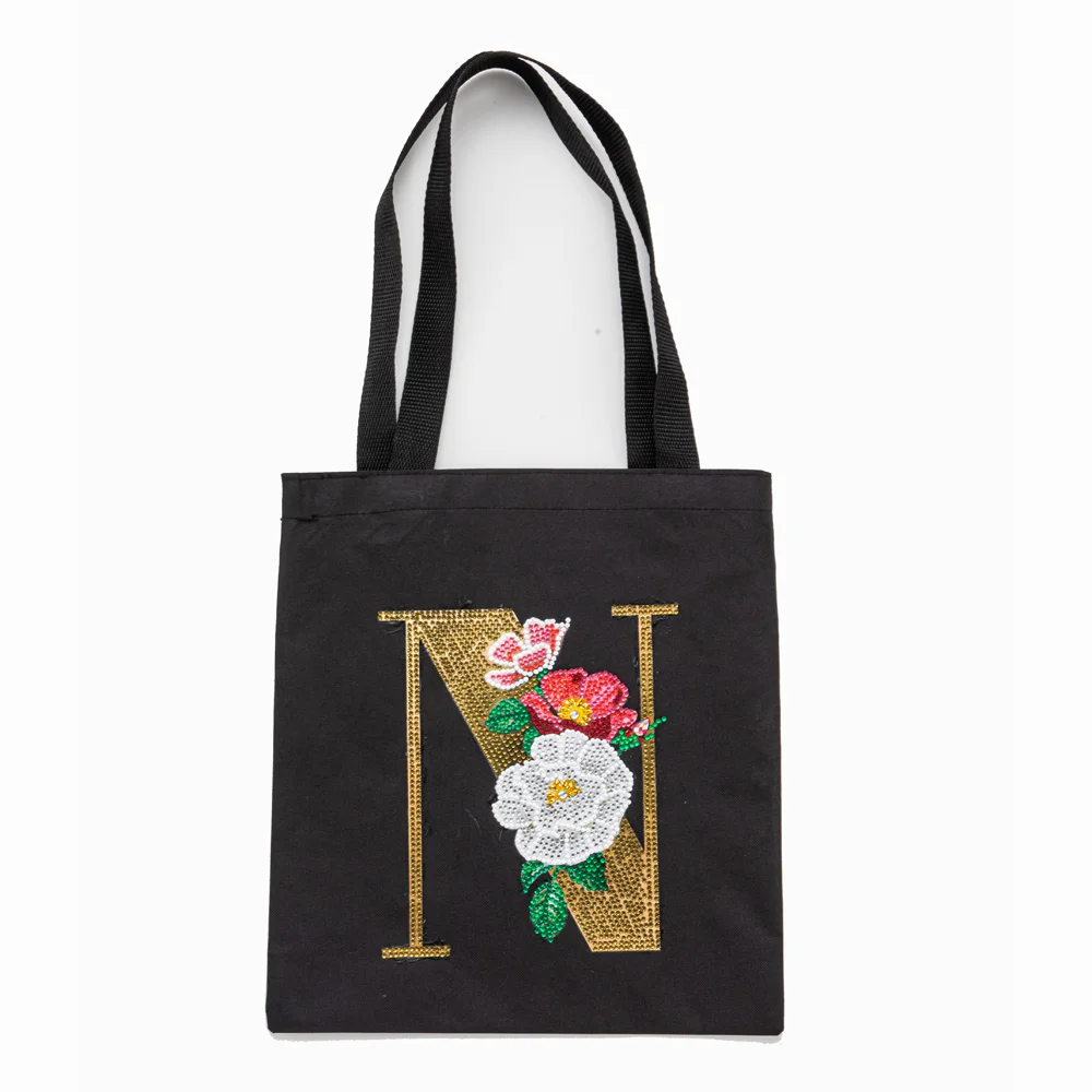 DIY Diamonds Painting Handbag Linen Shopping Bag Portable Fashion for Work