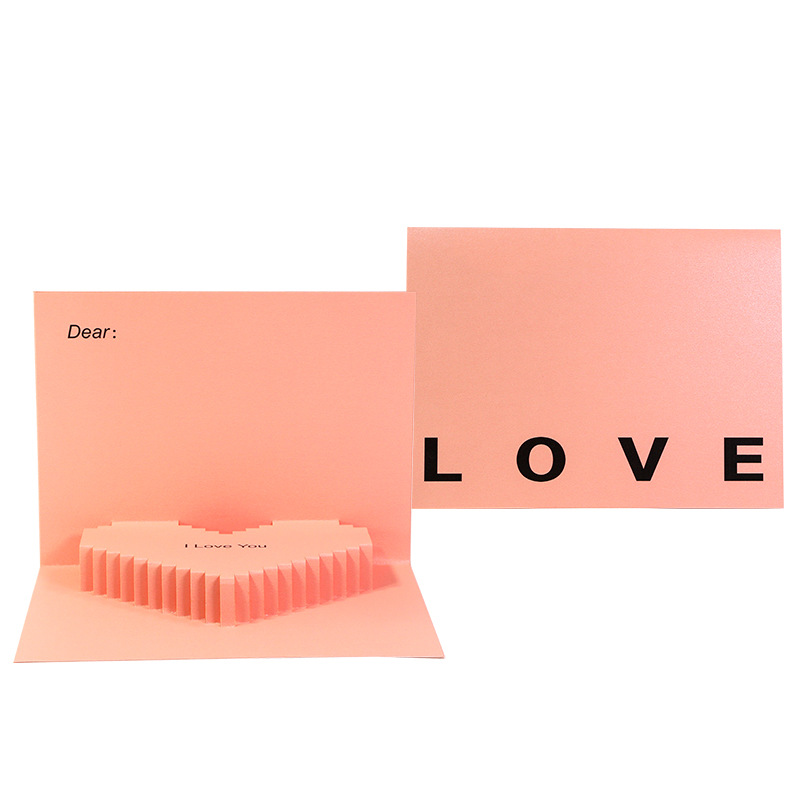 Pink Love 3D Greeting Card Creative Valentine's Day Gift Card For Couples-Jessemade AU