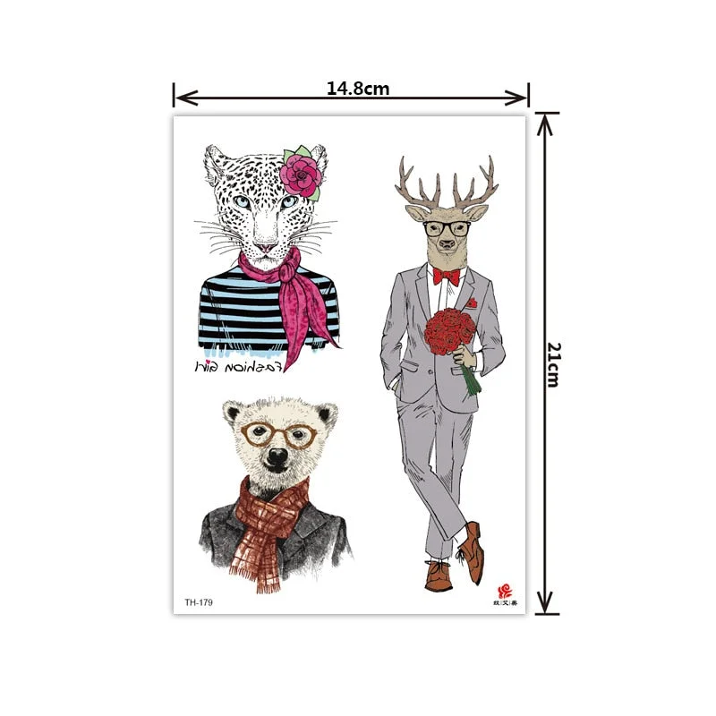 2021 New Plain Flower Arm Tattoo Sticker Flower Waterproof Tattoo Color Animal Tiger Tattoo Sticker