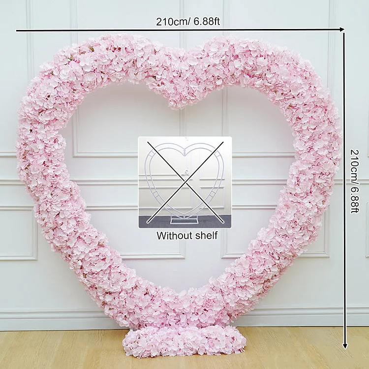 A8696 Cloth Base Floral Row Arrangement Wedding Backdrop Heart-Shaped Arch