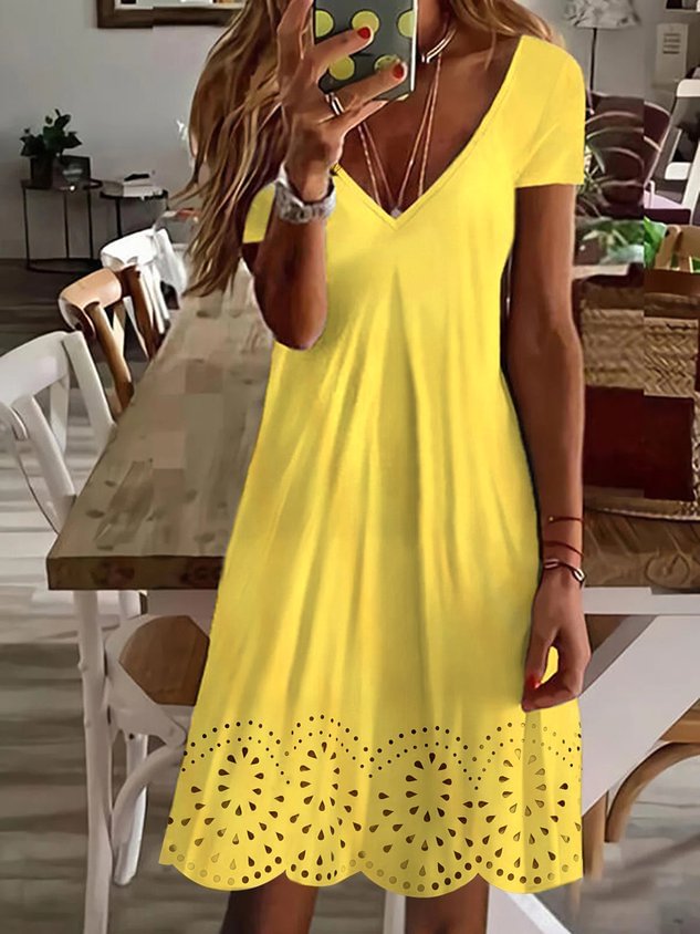 LILYADRESS V Neck Plain Summer Casual Mini Dresses