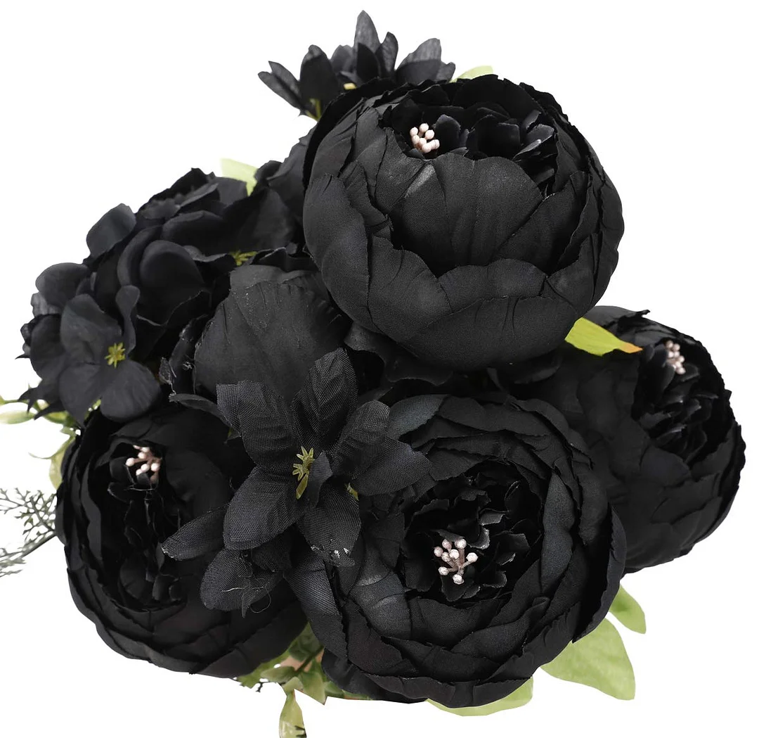 Wedding Home Decoration,Artificial Peony Silk Flowers Fake Flowers Vintage Pack of 1 (Black) …