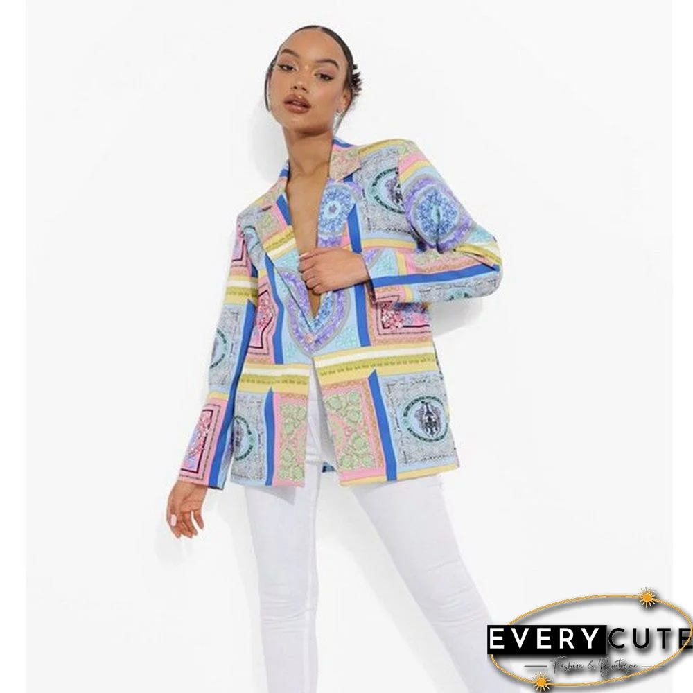 Women's Colorful Blazer Street Plaid Single Button Top Green Thin Fashion Retro Casual Streetwear Office Lady Coat Blazer Women