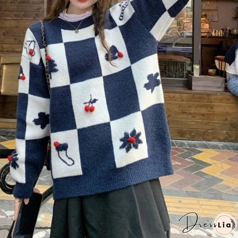 Christmas Plaid Knit Pullover