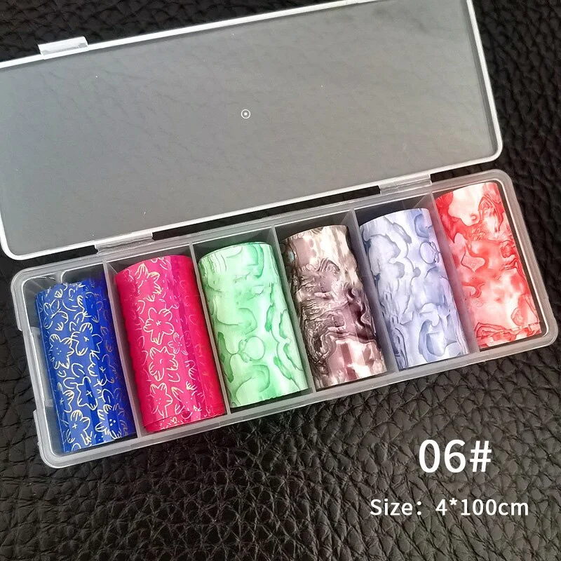 Luxury Iridescent Transfer Foil Paper Sticker Designer Set Nail Art Decal Adhesive Tropical Star 3D Art Decoration