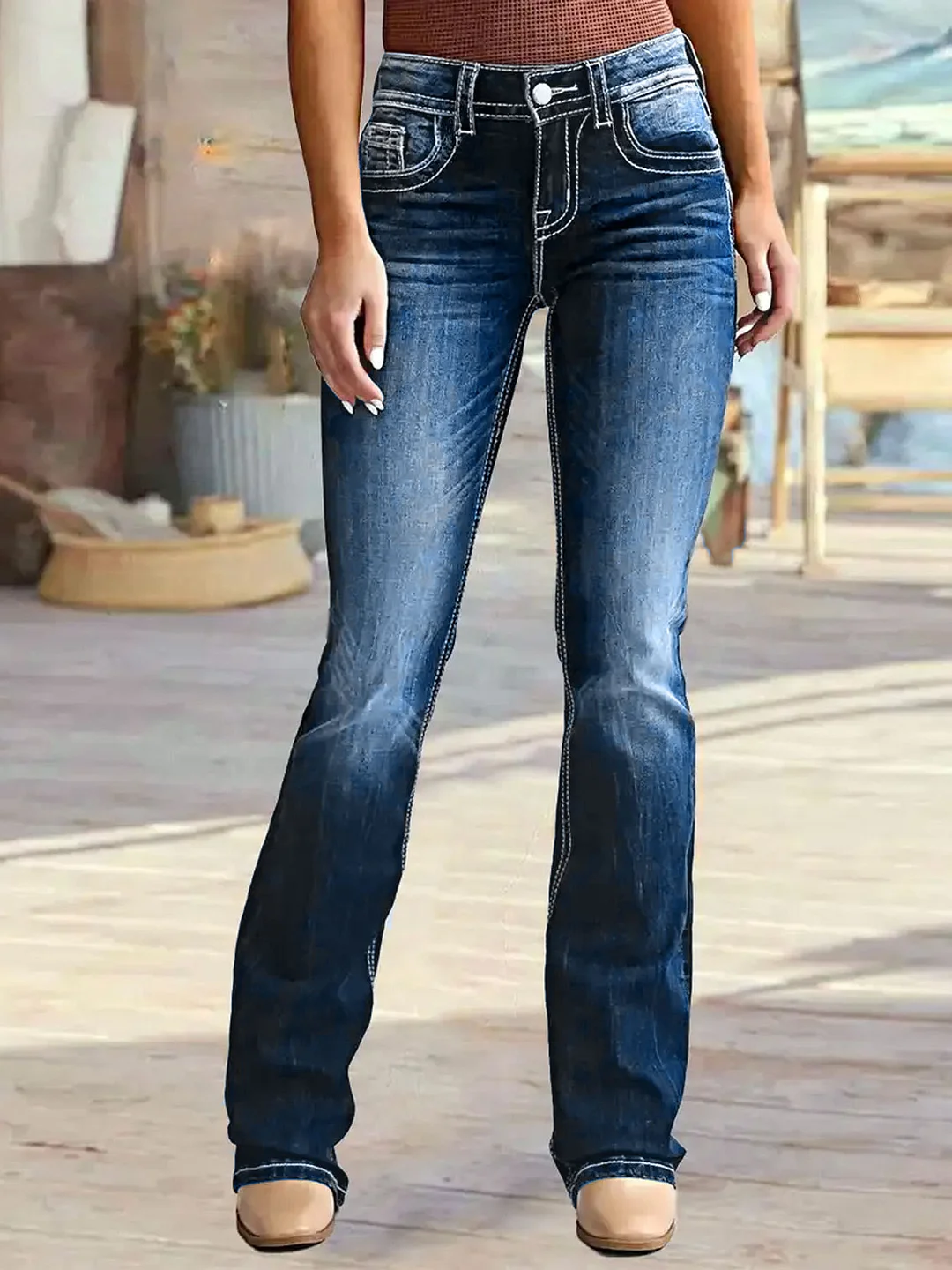 Women's Casual Jeans New Elastic Embroidered Slim Fit Jeans